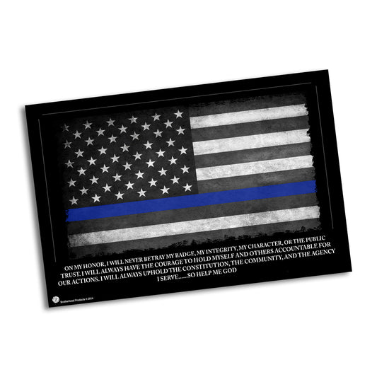 PO-005 Poster - Law Enforcement Thin Blue Line Oath of Office