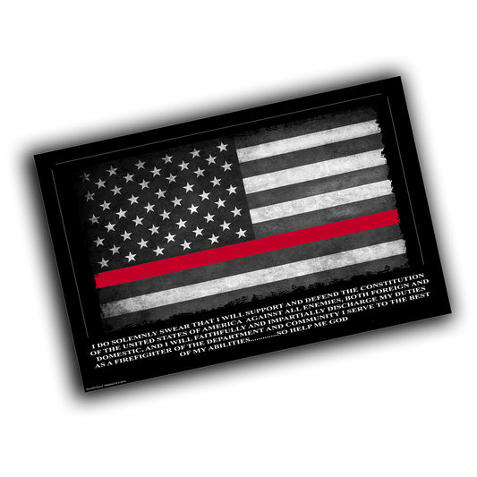 PO-006 Poster - Firefighters Thin Red Line Flag Oath of Office