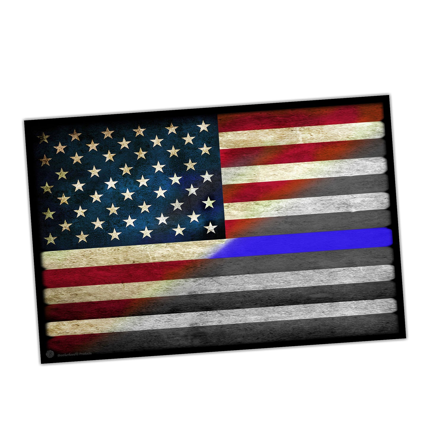 PO-017 Poster - Law Enforcement Thin Blue Line American Flag