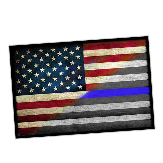 PO-017 Poster - Law Enforcement Thin Blue Line American Flag