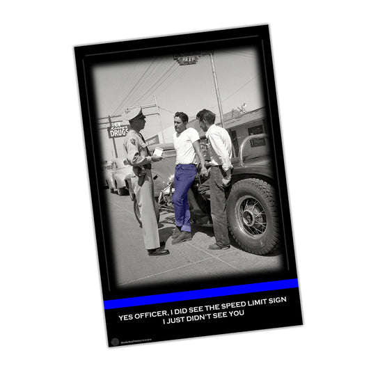 PO-028 Poster - Law Enforcement Boys Getting A Speeding Ticket