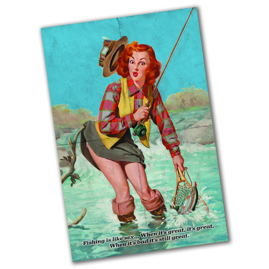 PO-034 Poster - Novelty Pin Up Girl Fishing Design