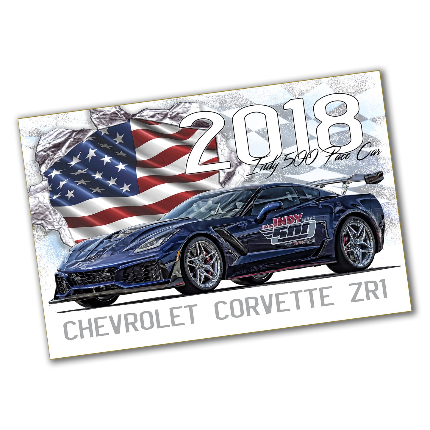 PO-051 Poster - Corvette 2018 Indy 500 Pace Car