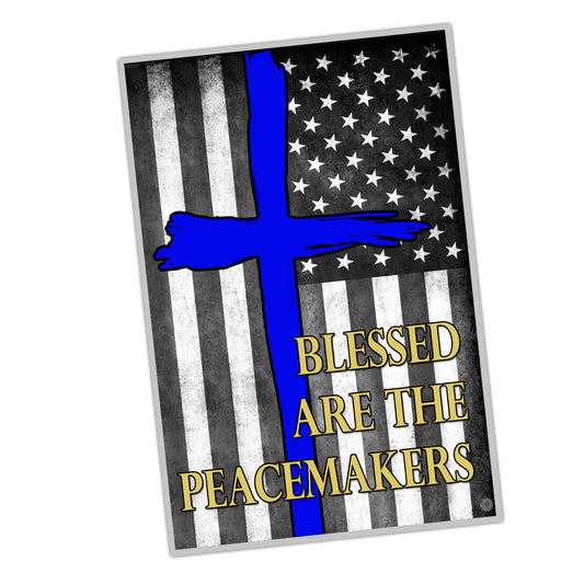 PO-062 Poster - Law Enforcement Thin Blue Line Blessed Are The Peacemakers
