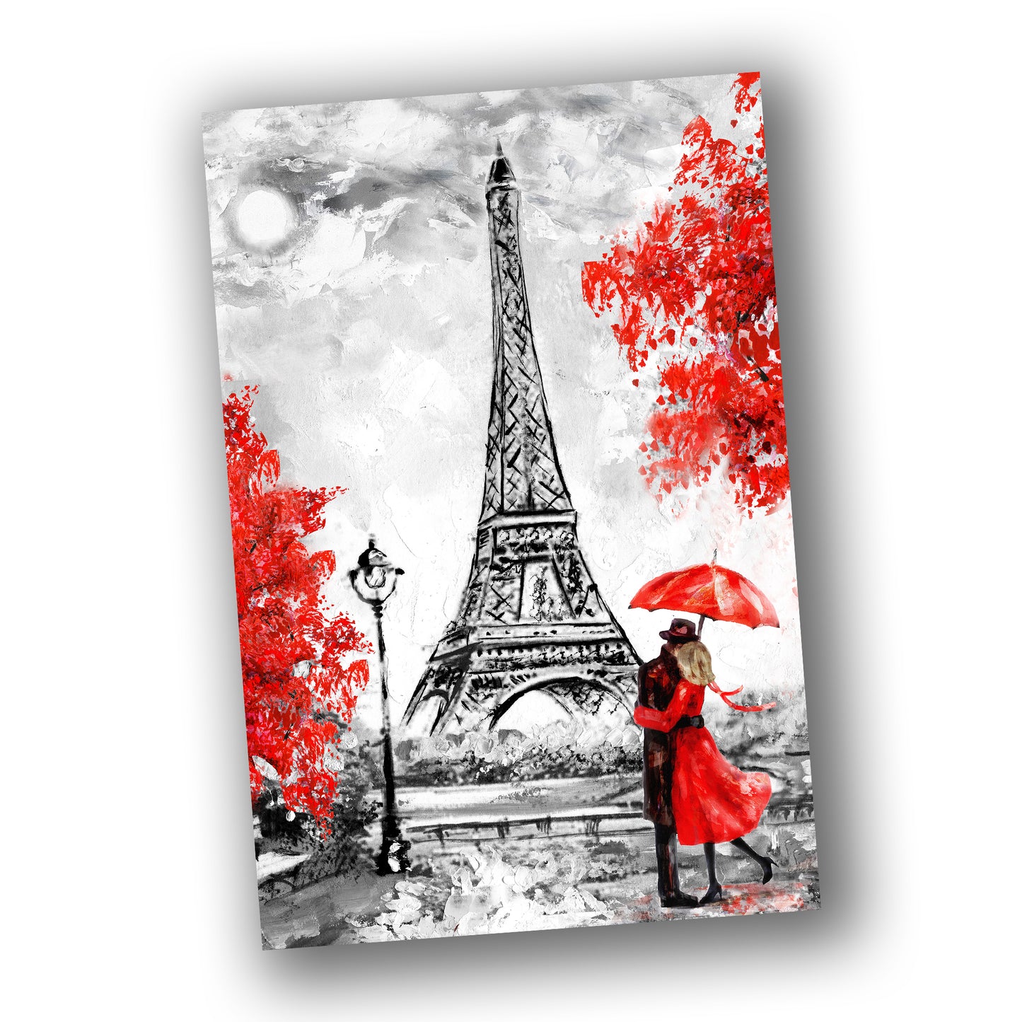 PO-090 Poster - Travel The Eiffel Tower with Red Flowers Paris France