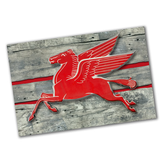 PO-091 Poster - Gas & Oil Pegasus Horse with Wings Mobile Oil