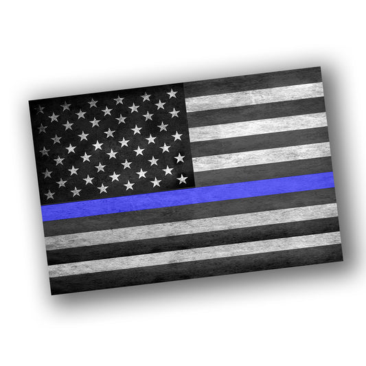 PO-094 Poster - Law Enforcement Thin Blue Line Flag Distressed
