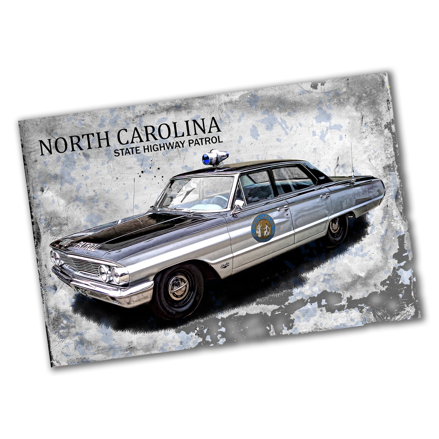 PO-134 Poster - North Carolina State Highway Patrol Old Squad Car
