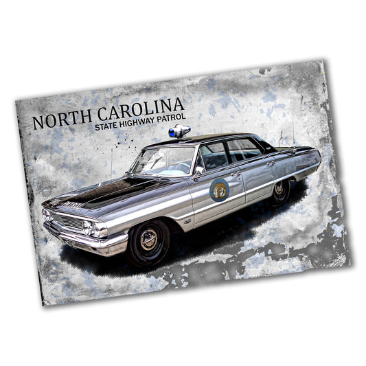 PO-134 Poster - North Carolina State Highway Patrol Old Squad Car