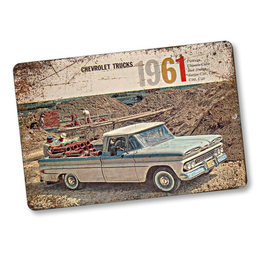 SI-128-846 8x12 Sign - 1961 Classic Apache Pick Up Truck