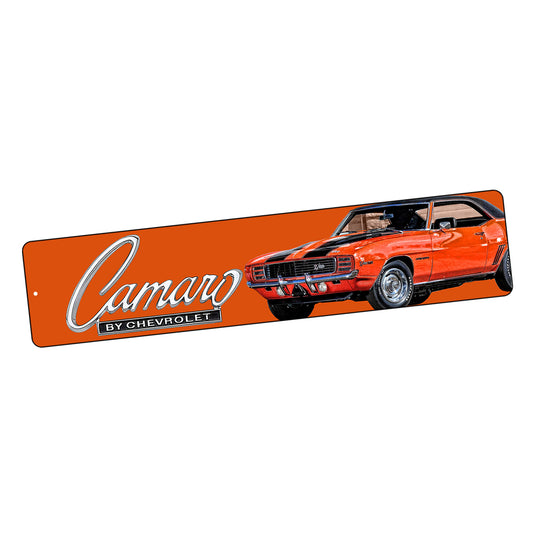 SI-STR-112 Street Sign - Camaro 1969 Classic Muscle Car Orange