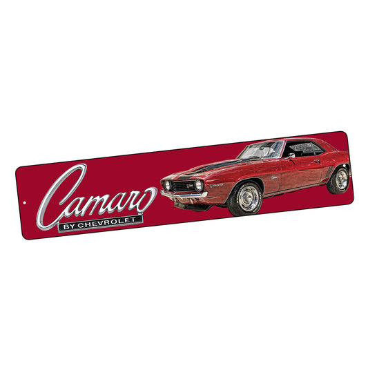 SI-STR-113 Street Sign - Camaro 1969 Classic Muscle Car Red