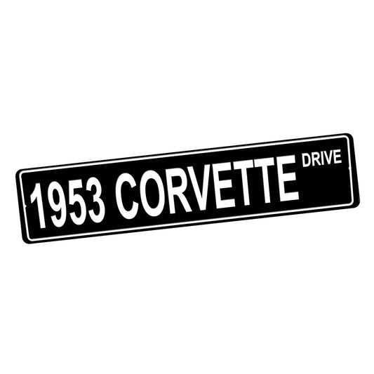 SI-STR-148 Street Sign - Corvette 1953 Black and White
