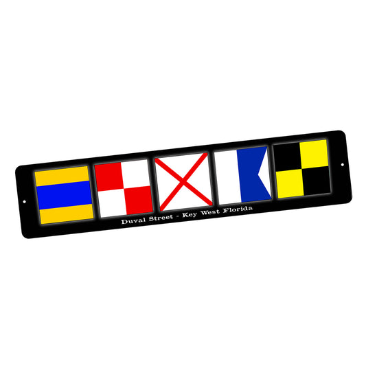 SI-STR-164 Street Sign - Key West Duval St Nautical Flags