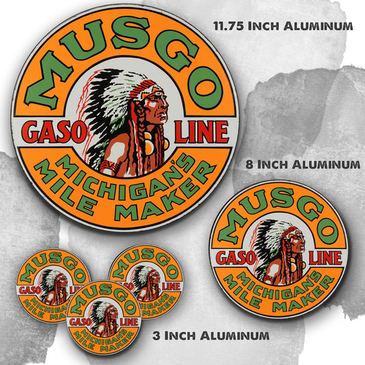 Round Signs - Musgo Gasoline Michigan Mile Marker