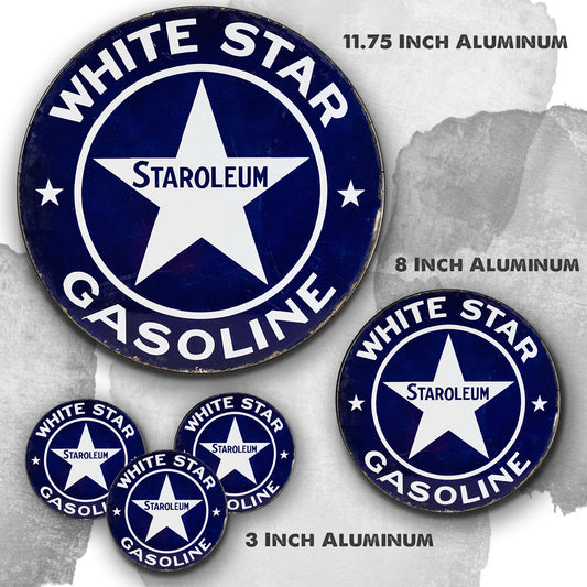 Round Signs - White Star Gasoline Motor Oil Staroleum
