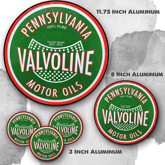 Round Signs - Pennsylvania Valvoline Motor Oils Gasoline