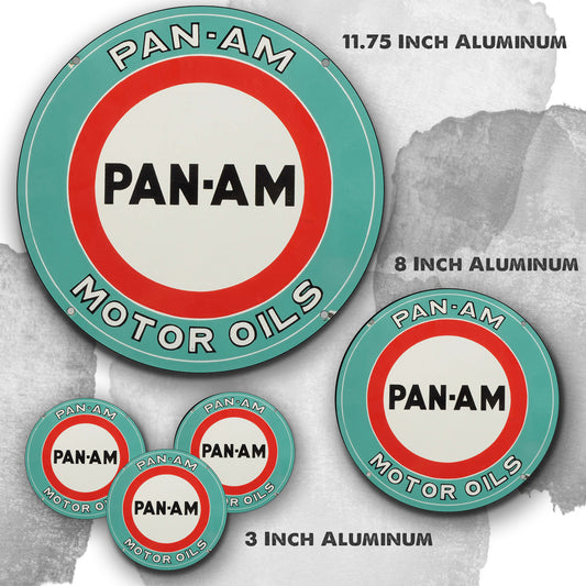 Round Signs - Gas & Oil Pan-Am Motors Oil