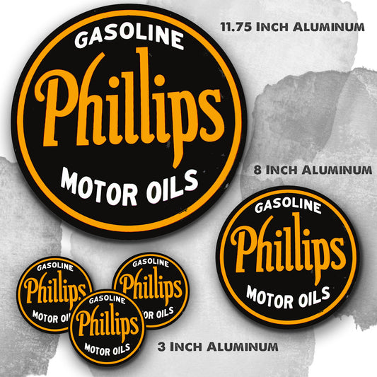 Round Signs - Gas & Oil Phillips Gasoline Motor Oils