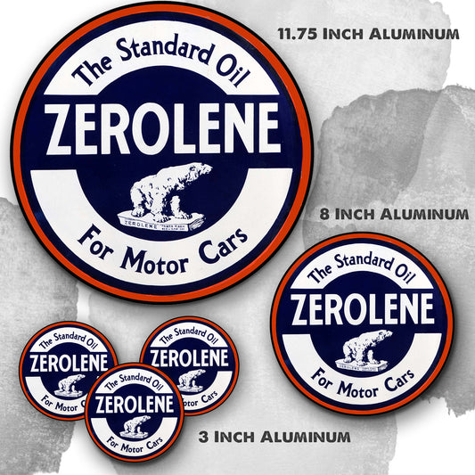 Round Signs - Gas & Oil Zerolene Standard Oil For Cars