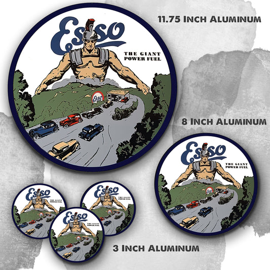 Round Signs - Gas & Oil Esso The Giant Power Fuel