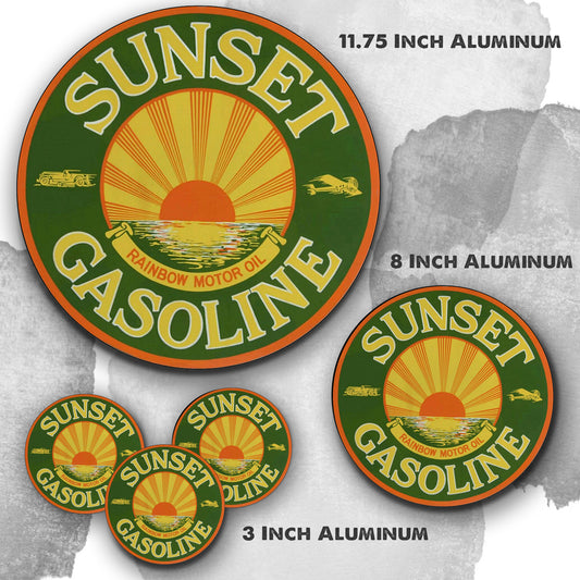 Round Signs - Gas & Oil Sunset Gasoline