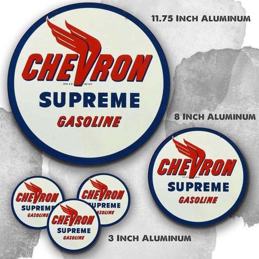 Round Signs - Gas & Oil Chevron Supreme Gasoline