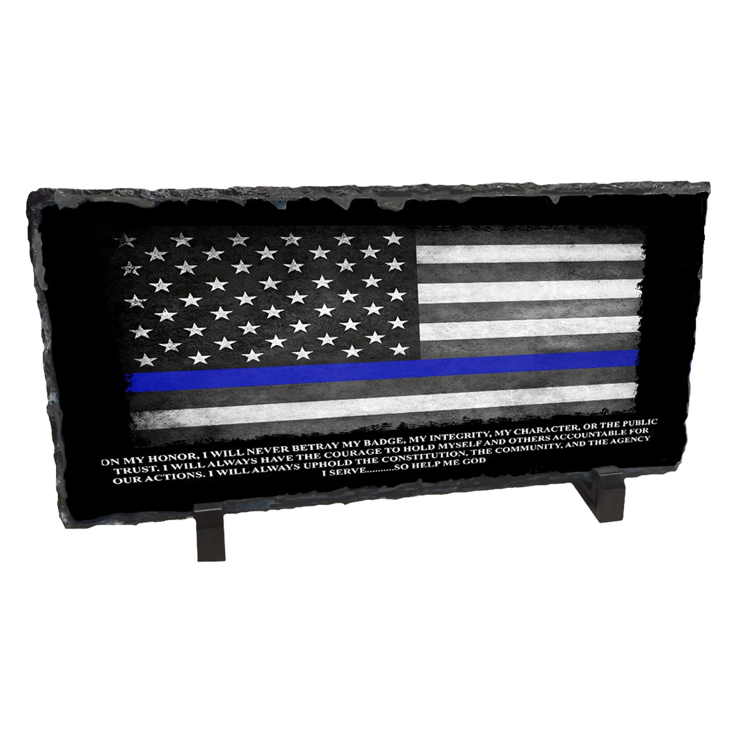 SR-003 Slate Rock - Thin Blue Line Flag For Law Enforcement Oath of Office