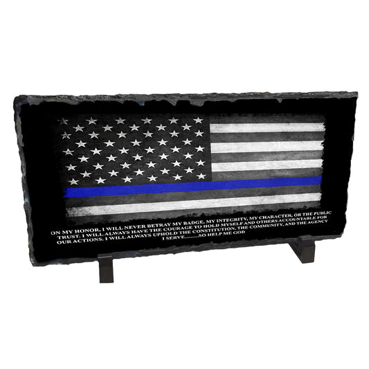 SR-003 Slate Rock - Thin Blue Line Flag For Law Enforcement Oath of Office