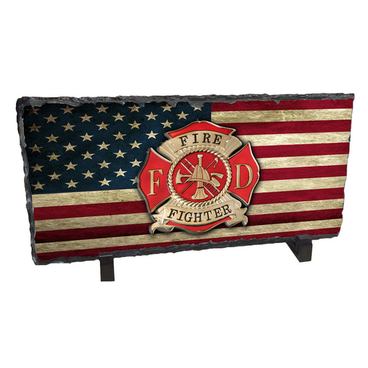 SR-007 Slate Rock - Fire Firefighter Maltese Cross American Flag