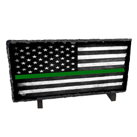 SR-012 Slate Rock - Border Patrol Florida Deputies Thin Green Line American Flag