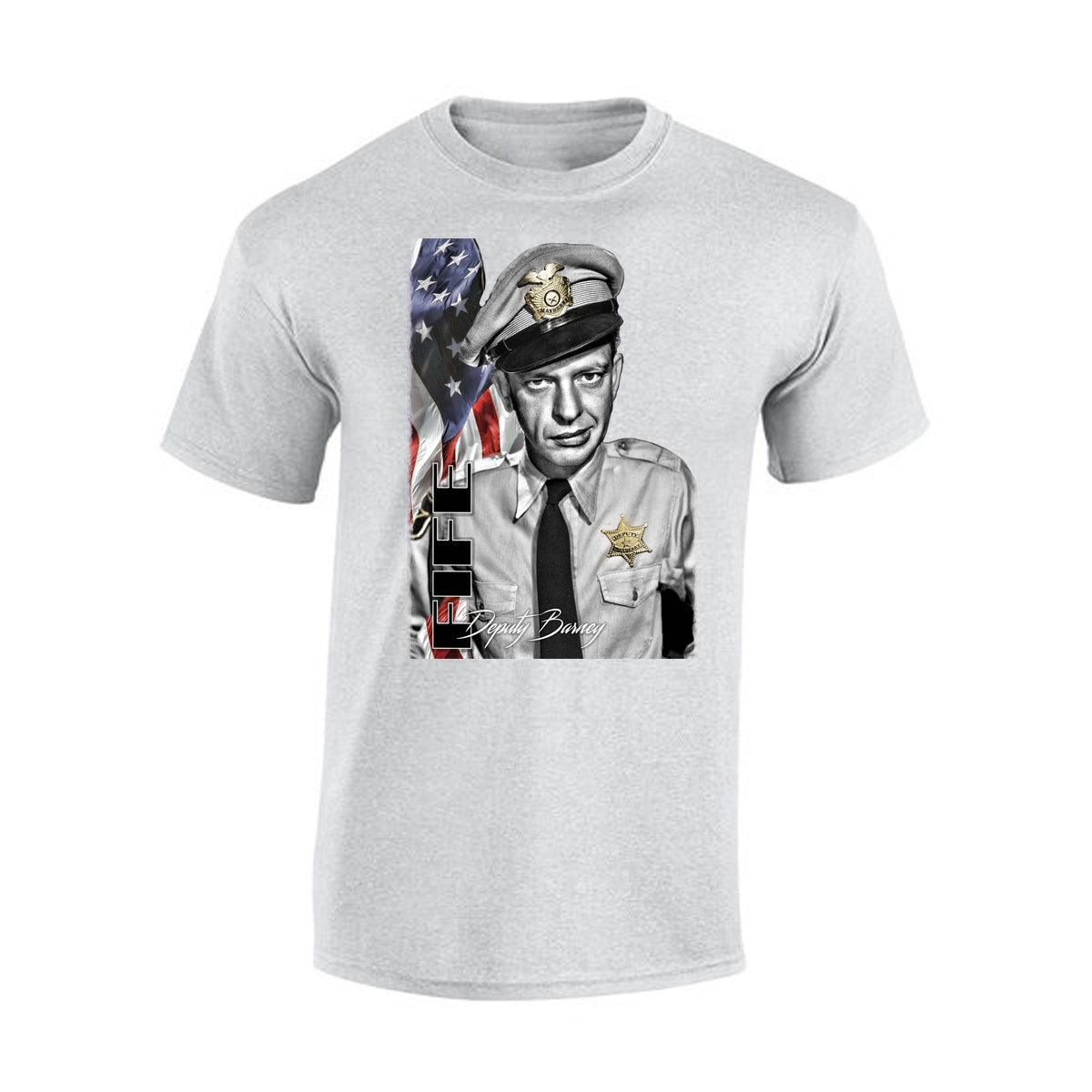 TS-013 T-shirt Cotton - Mayberry Ash T-Shirt Barney Fife w Flag
