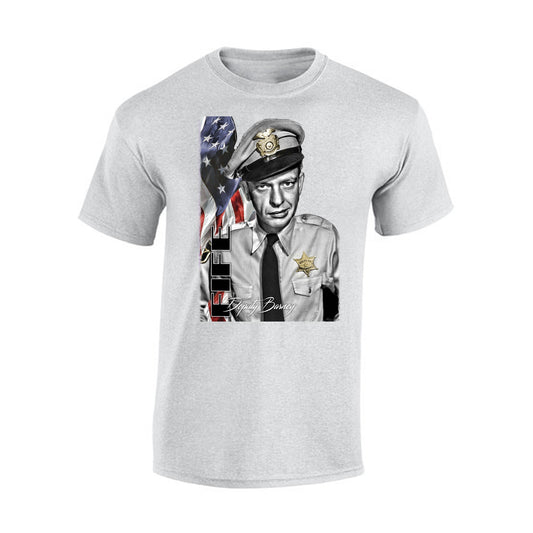 TS-013 T-shirt Cotton - Mayberry Ash T-Shirt Barney Fife w Flag