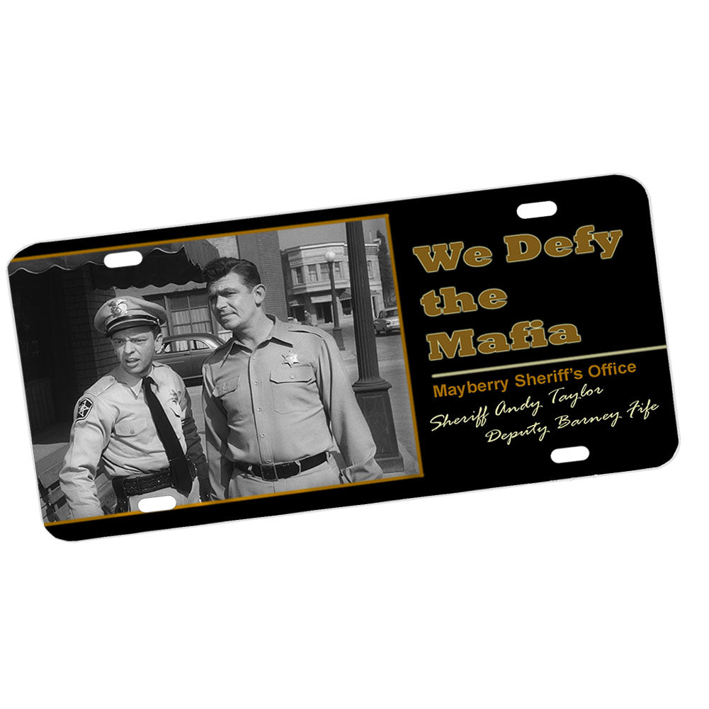 LP-278 License Plate - Mayberry Andy Barney We Defy The Mafia