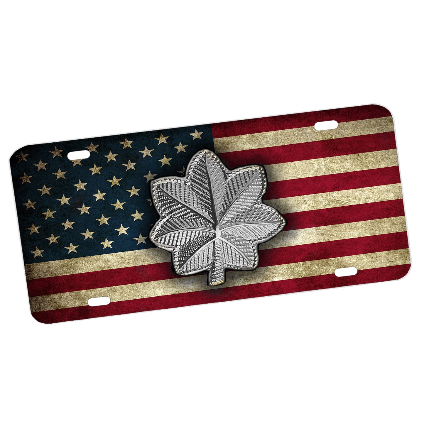 LP-128 Lieutenant Colonel Oak Leaf American Flag License Plate