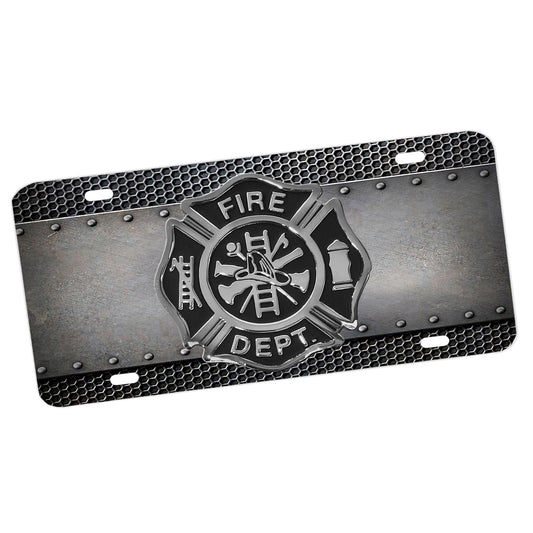 LP-127 Firefighter Maltese Cross Steel License Plate
