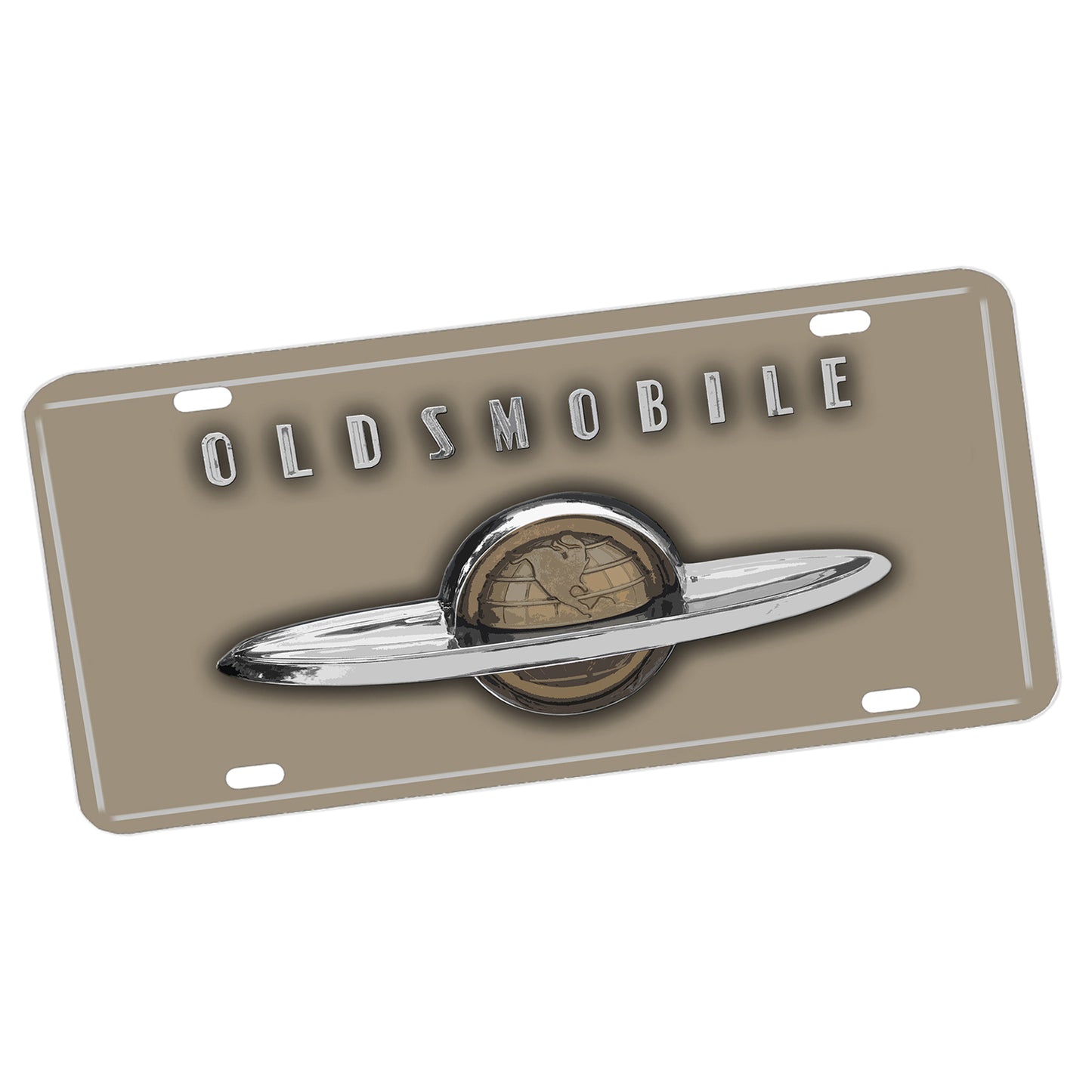 LP-113 Oldsmobile Tan Emblem License Plate