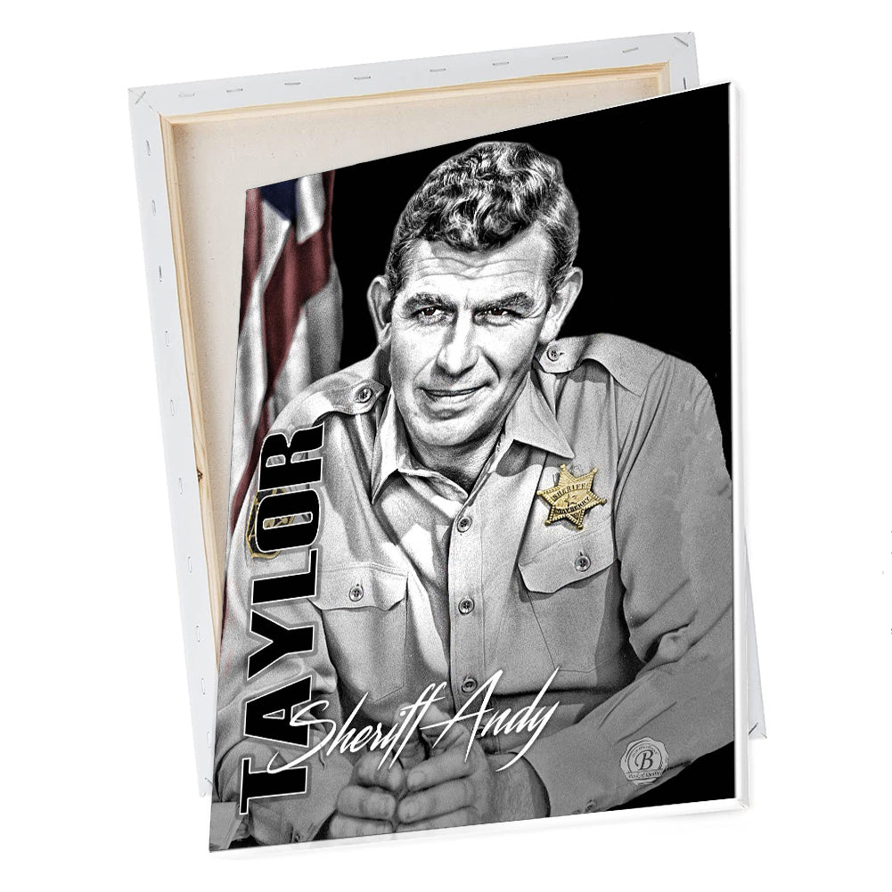 CV-636 Canvas Prints - Mayberry Sheriff Andy Taylor with American Flag
