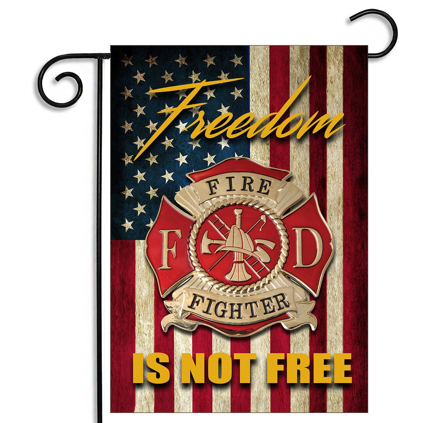 GFLG-011 Fire  - Garden Flag Thin Red Line Firefighter Maltese Flag