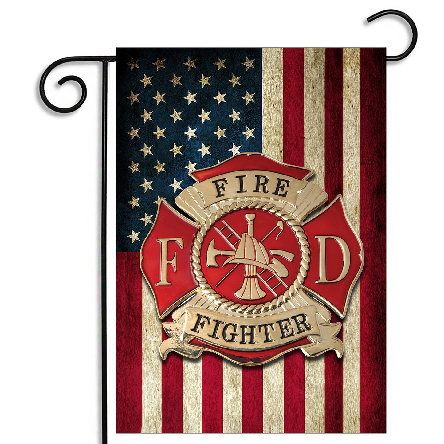 GFLG-035 Fire  - Garden Flag Thin Red Line Firefighter Maltese Cross