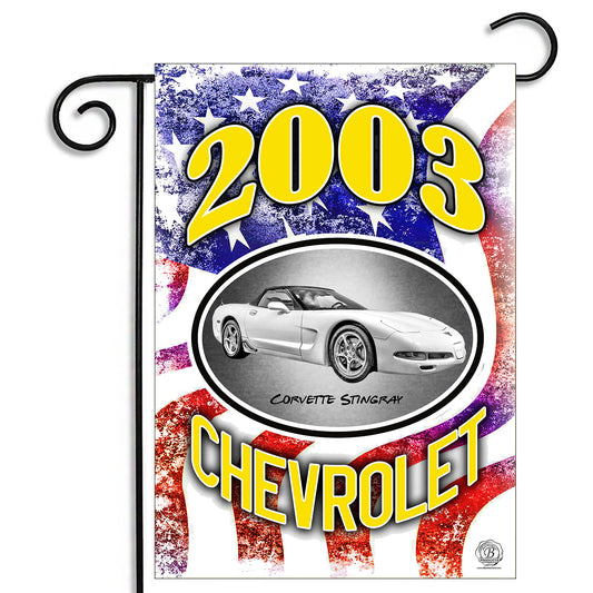 GFLG-103 Corvette  - Garden Flag 2003 through 2019 Corvette American Flag