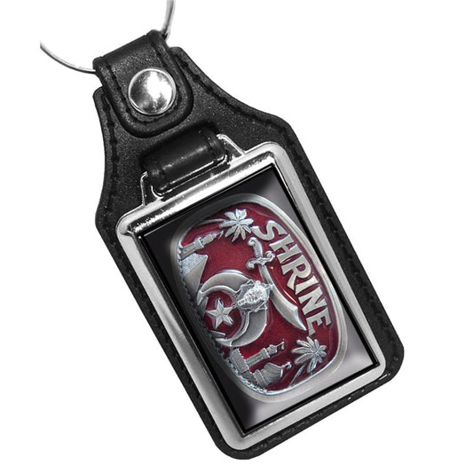 KR-1042 Key Ring - Mason Shriners Shrine Silver & Maroon Design