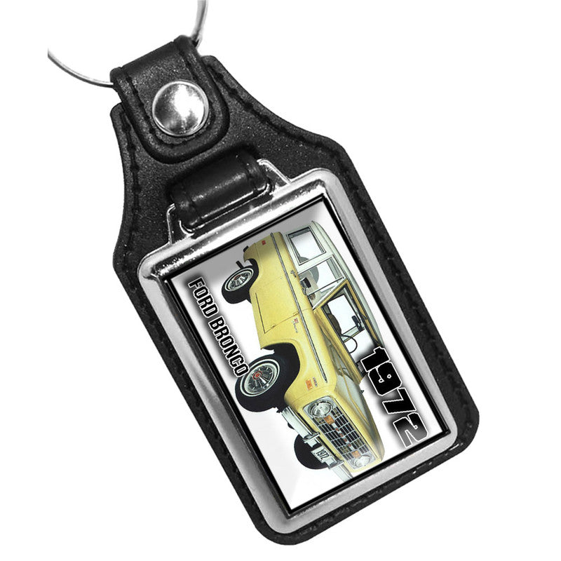 KR-1156 Key Ring - Classic 1972 Ford Bronco 4x4 Yellow White