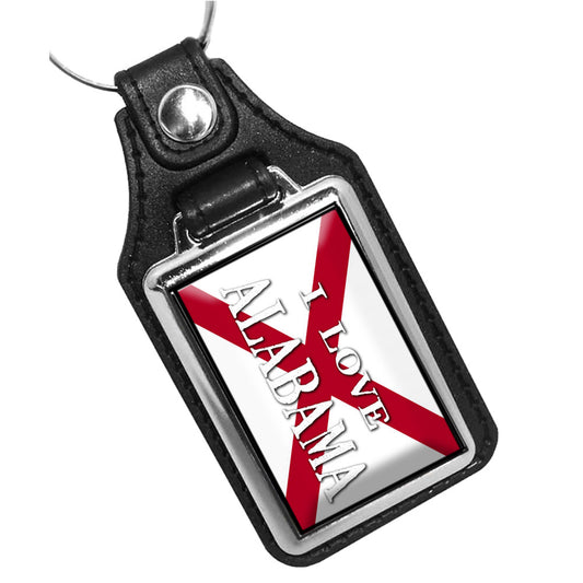 KR-1446 Key Ring - I Love Alabama State Flag Design