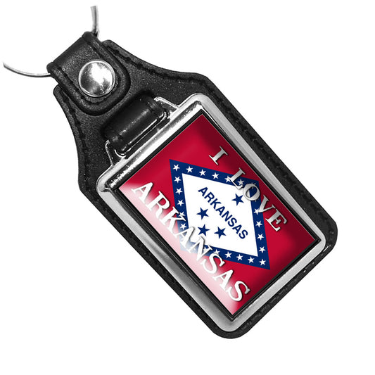 KR-1449 Key Ring - I Love Arkansas State Flag Design