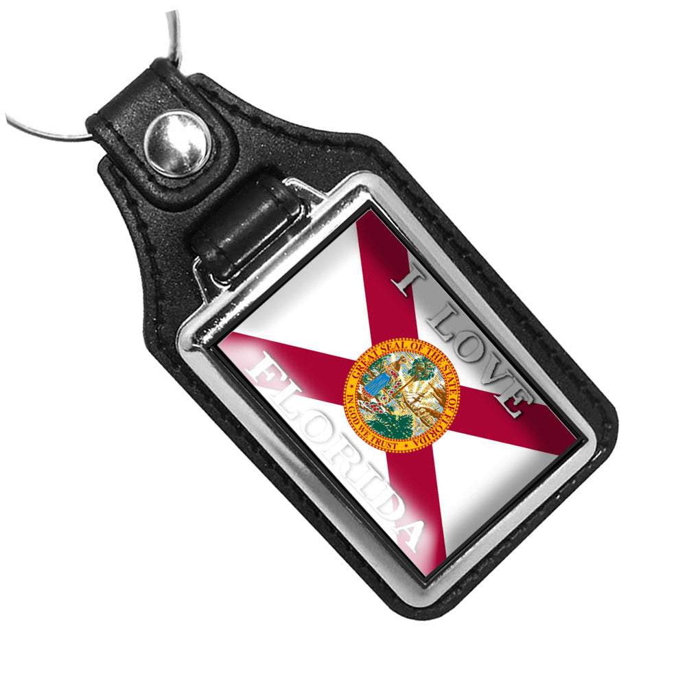 KR-1454 Key Ring - I Love Florida State Flag Design