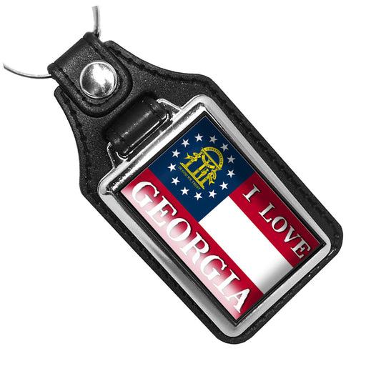 KR-1455 Key Ring - I Love Georgia State Flag Design