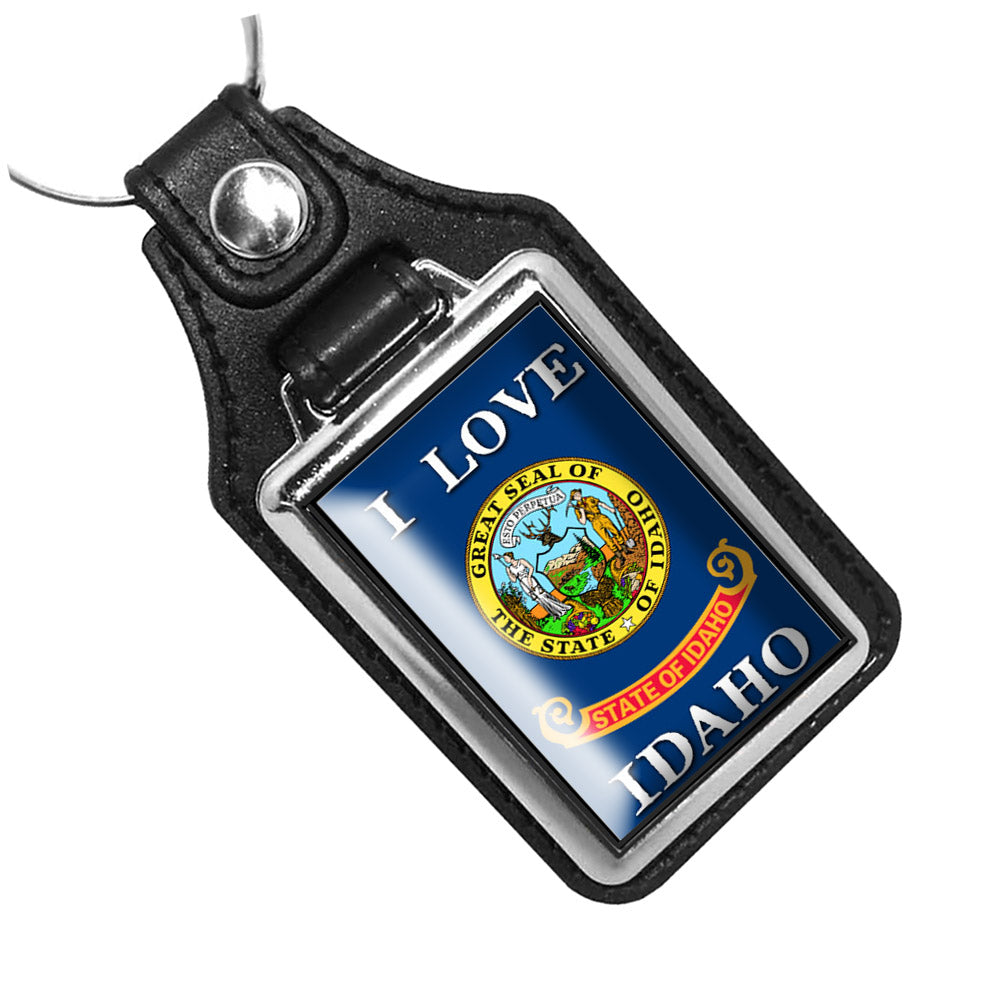 KR-1457 Key Ring - I Love Idaho State Flag Design