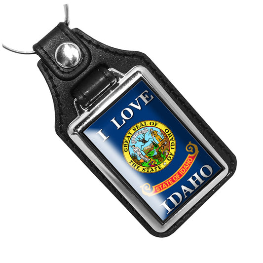 KR-1457 Key Ring - I Love Idaho State Flag Design