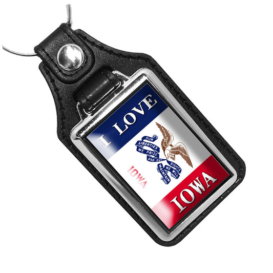 KR-1460 Key Ring - I Love Iowa State Flag Design